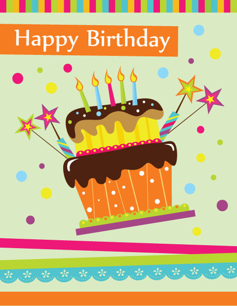 Download Vector set of happy birthday cake card Free vector in Encapsulated PostScript eps ( .eps ...