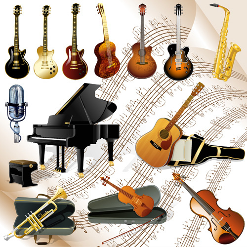 vector set of musical instruments graphics