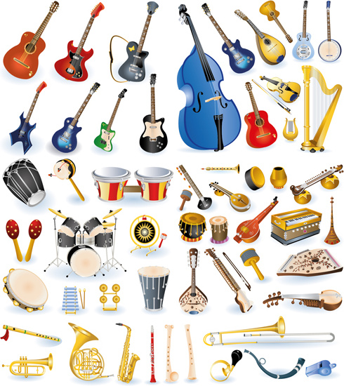 vector set of musical instruments graphics