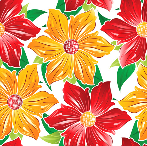 Download Vector set of spring flowers pattern Free vector in ...