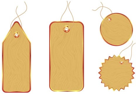 vector set of wooden labels elements