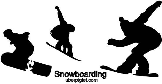 Vector snowboarding silhouettes