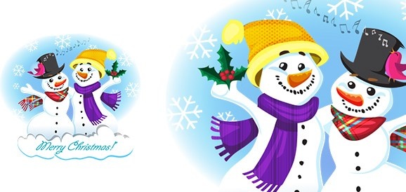 vector snowmen illustration