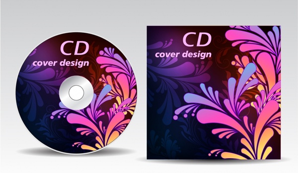 compact disc cover templates dark colored floral decor