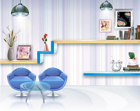room furnitures sketch colored realistic design