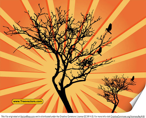 vector sunburst background with tree