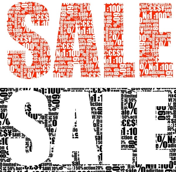 vector text piled sale