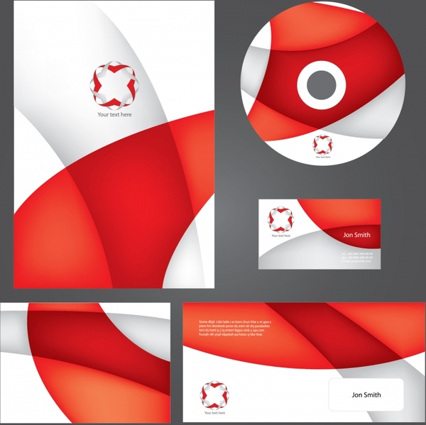 corporate identity sets modern red white abstract design