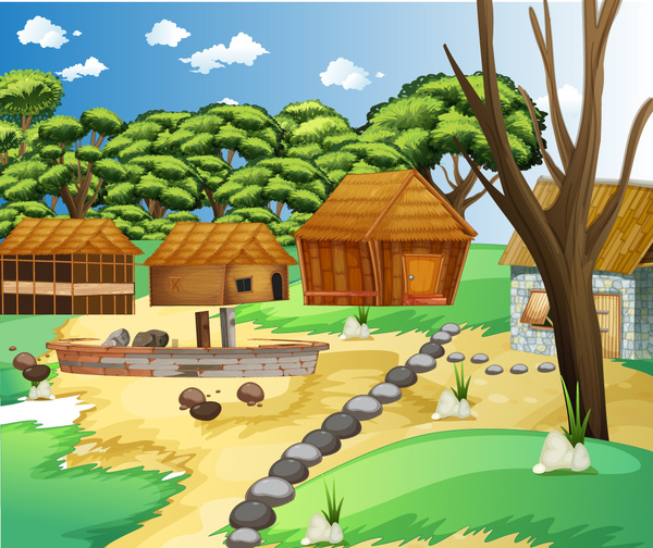 Download Vector village scenee Free vector in Adobe Illustrator ai ( .ai ) format, Encapsulated ...