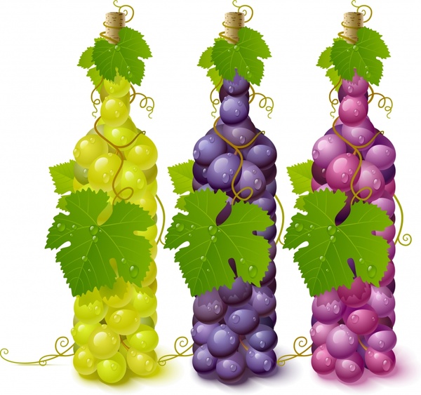 wine advertising background bottles grapes icons colorful wet decor