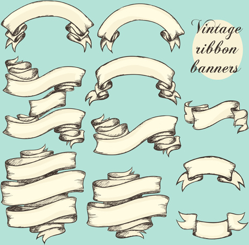 vector vintage ribbon banners design