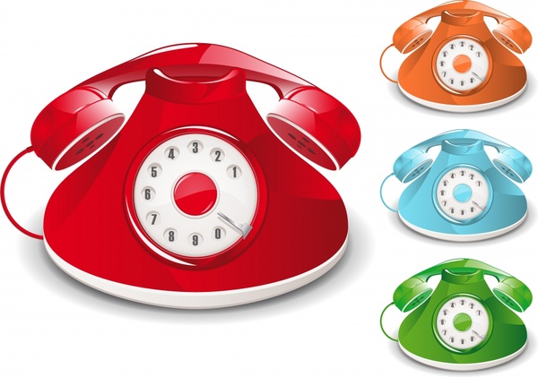 classical telephone templates shiny colored 3d sketch
