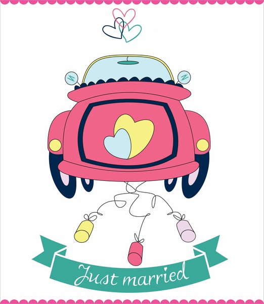 Cartoon Wedding Car Vector