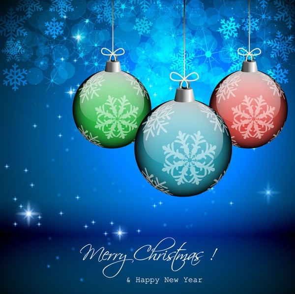 Vector Winter Background with Beautiful Christmas Balls
