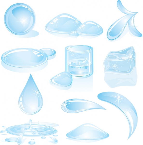 shaped ice icons shiny transparent 3d crystals decor