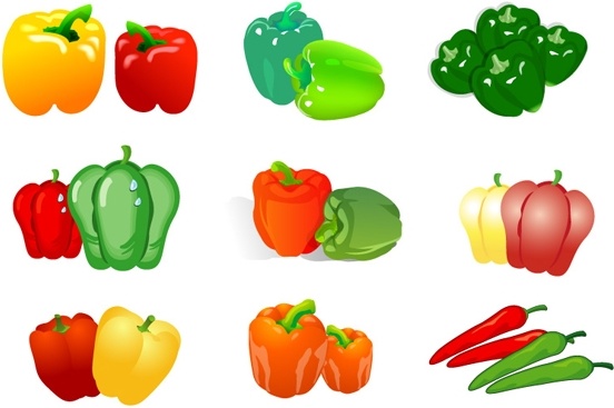 chili pepper icons collection colorful isolation style