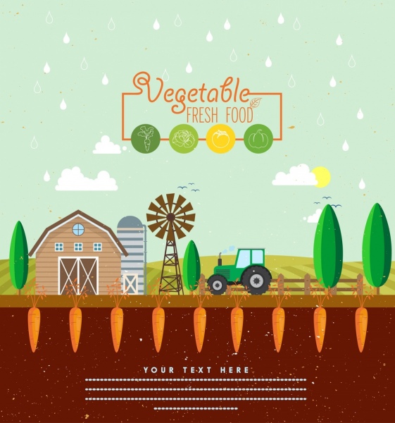 vegetable promotion banner farmland background carrot icons
