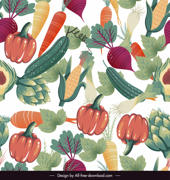 vegetables background colorful flat classic design