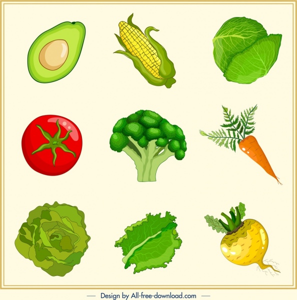 vegetables background colorful icons decor