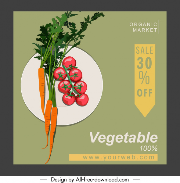 vegetables sale banner elegant flat classic sketch