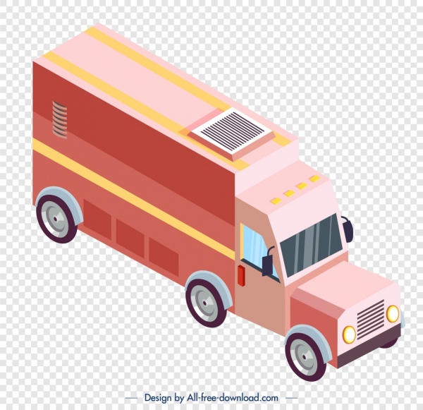 vendor truck icon pink 3d sketch