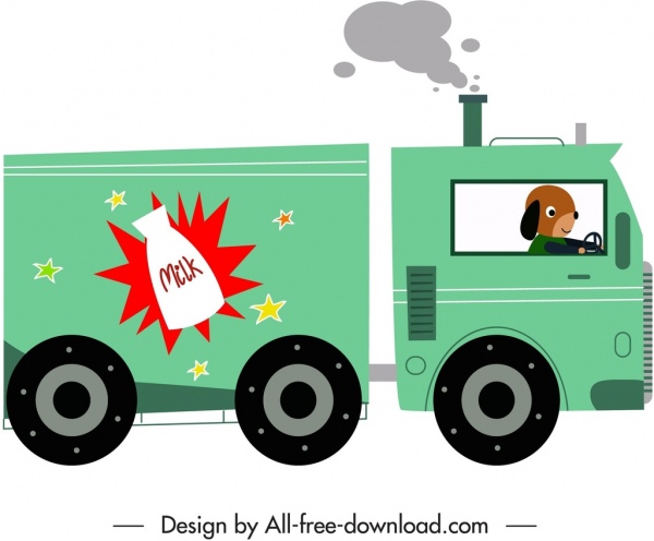 vendor truck icon stylized cartoon character sketch