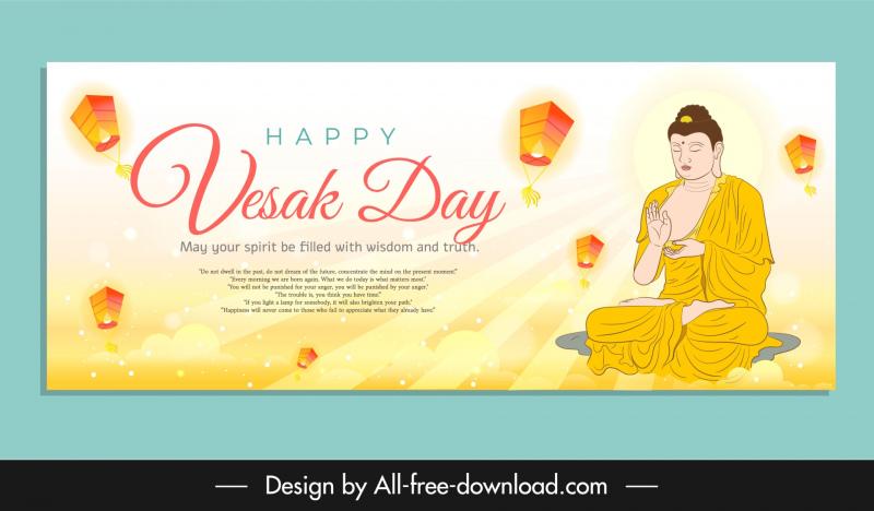 vesak day creative concept banner template buddha halo rays 
