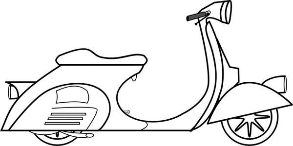 vespa scooter vector illustration in black and white