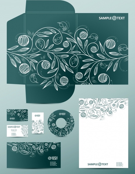 corporate identity template handdrawn petal sketch