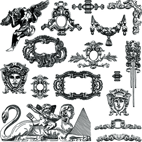 victorian style decorative elements vector graphics 