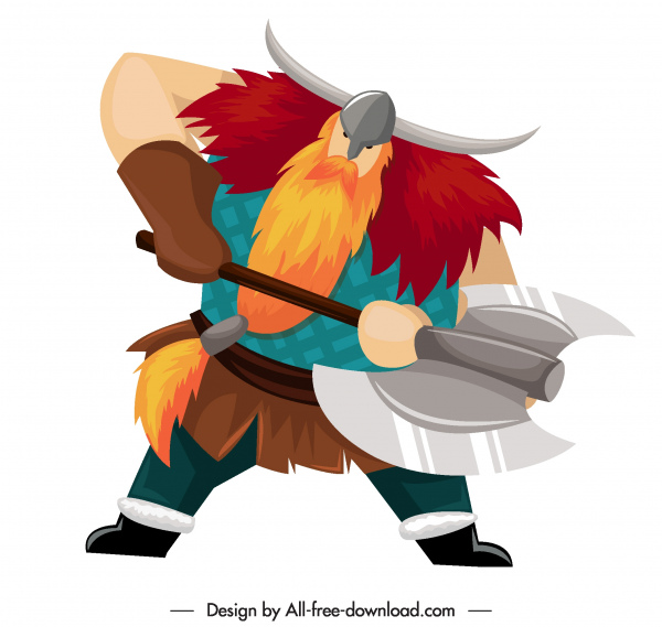 viking knight icon axe weapon sketch cartoon character