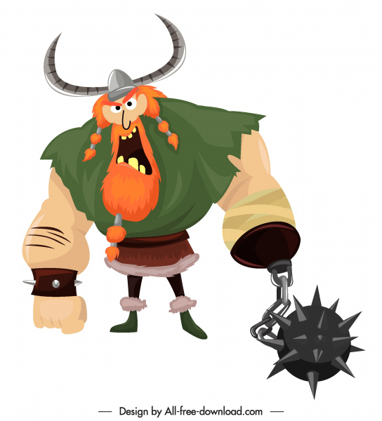 viking knight icon colored cartoon character sketch