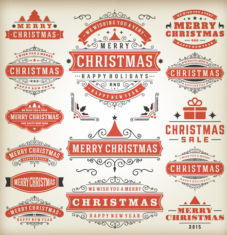 vintage15 christmas labels creative vector 