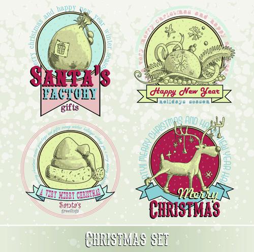 vintage15 christmas labels vector set