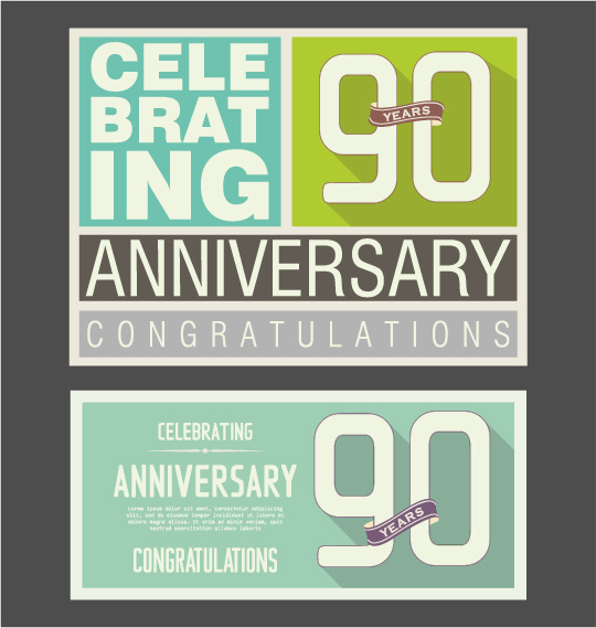 vintage anniversary cards flat styles vector