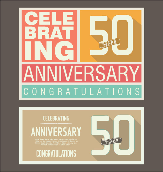 vintage anniversary cards flat styles vector