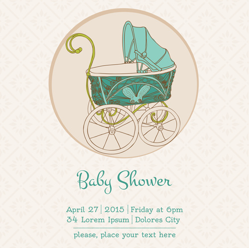 vintage baby shower vector card