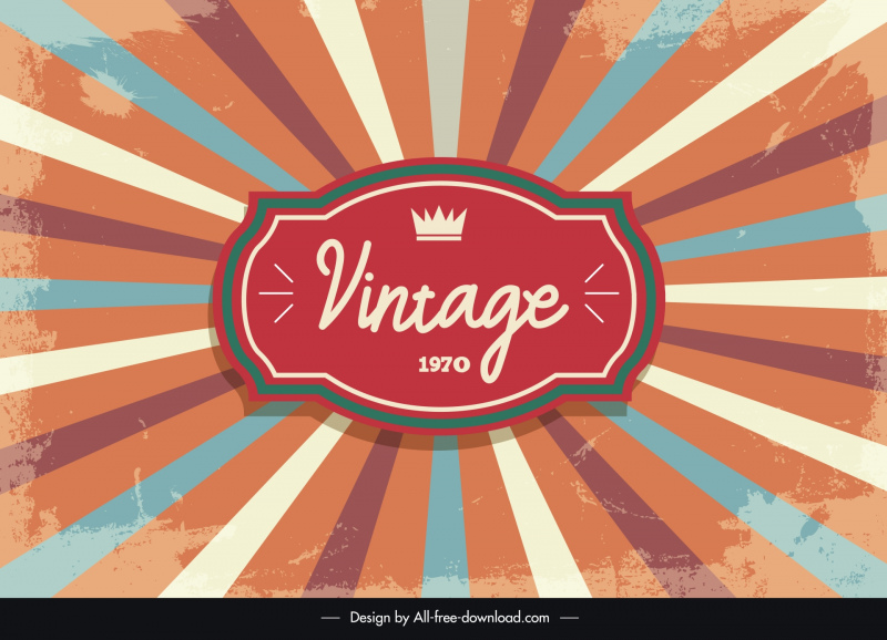 vintage background template rays frame crown decor 