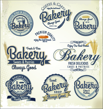 vintage bakery labels creative vector set