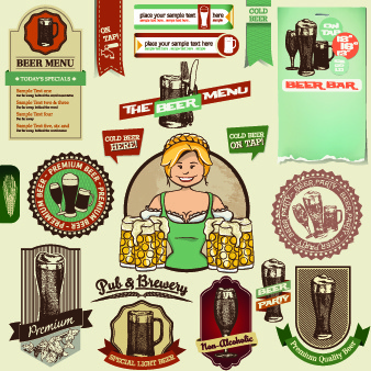vintage beer labels and stickers vector