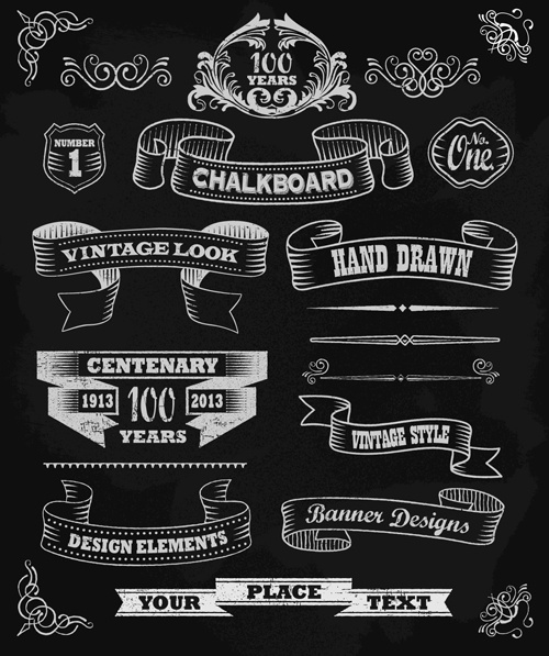 vintage black and white labels with ornaments vector
