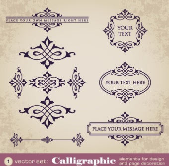 vintage calligraphic and frame design vector 