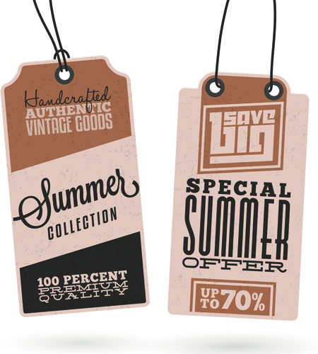 vintage cardboard summer discount tags vector