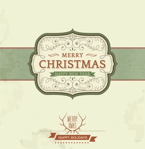 vintage christmas background and frame vector