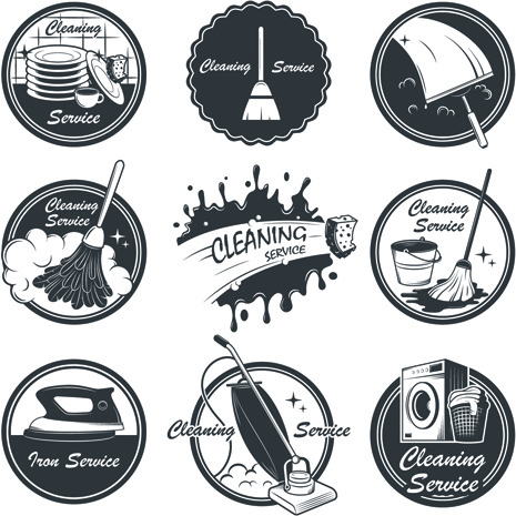 Vintage cleaning service labels vector Vectors graphic art designs in ...