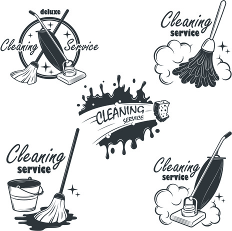 vintage cleaning service labels vector 