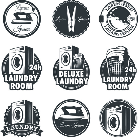 vintage cleaning service labels vector