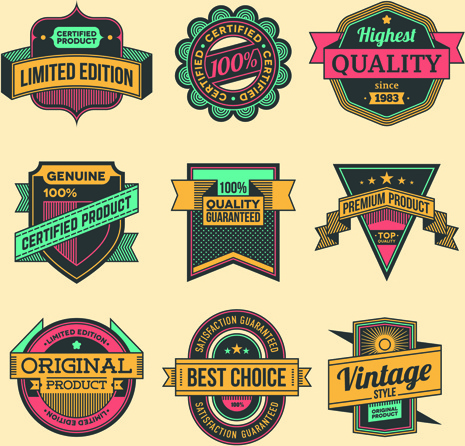 vintage colored label high quality vector