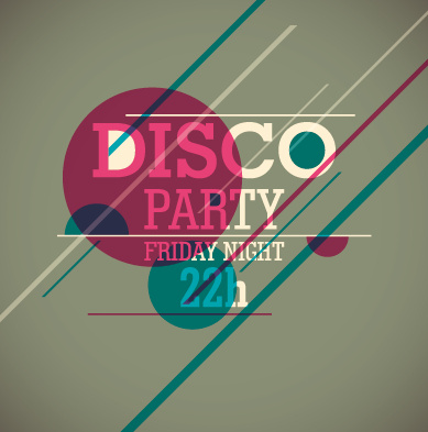 vintage disco party poster flyer design vector