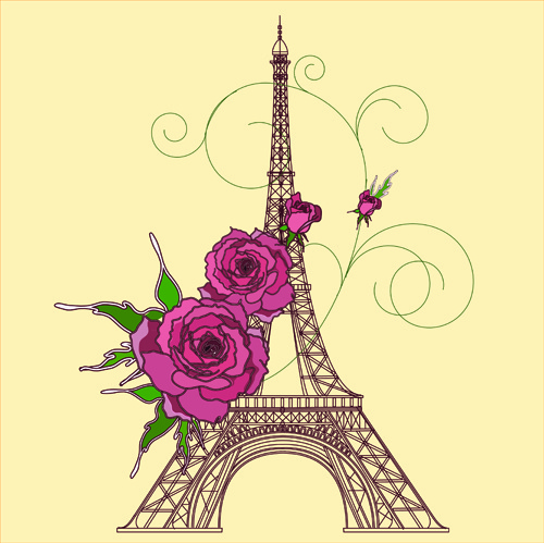 Vintage eiffel tower design background Free vector in Encapsulated 